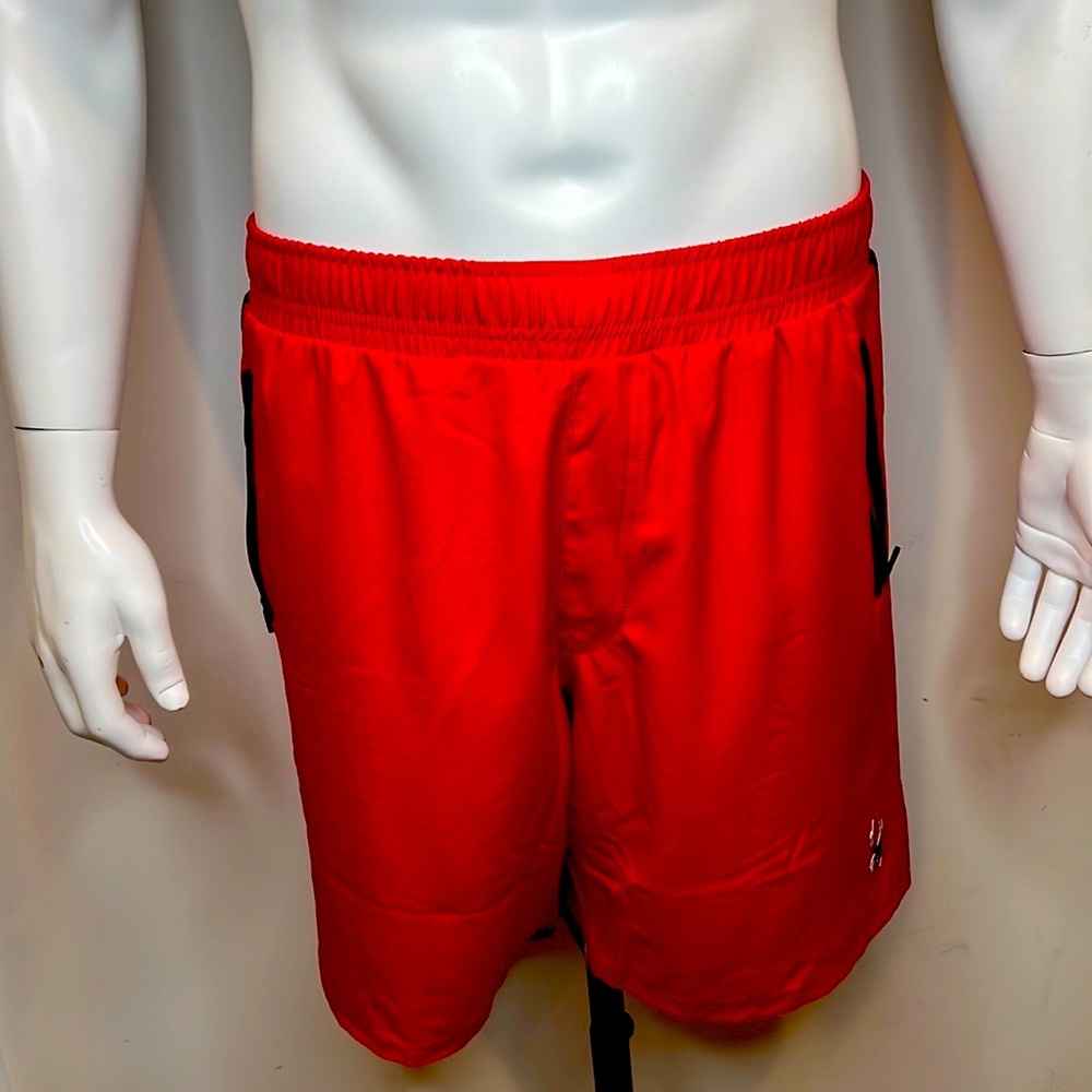 SPYDER MEN'S ACTIVE WEAR, SWIMSUIT OR WORKOUT SHORTS. RED LARGE WITH 2 POCKETS